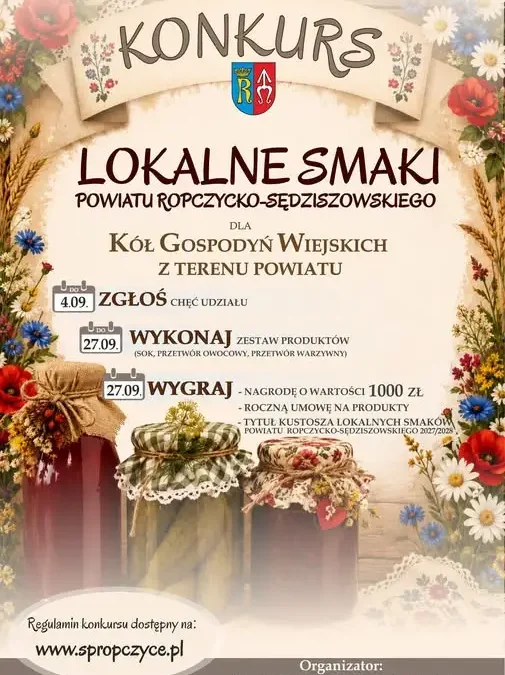 Konkurs „Lokalne Smaki Powiatu Ropczycko-Sędziszowskiego” dla Kół Gospodyń Wiejskich