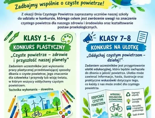 Szkoła w Ropczycach ogłasza konkurs z okazji Dnia Czystego Powietrza