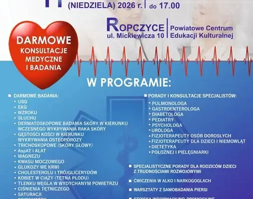 V Powiatowy Dzień Zdrowia w Ropczycach – bezpłatne badania i konsultacje już 11 października