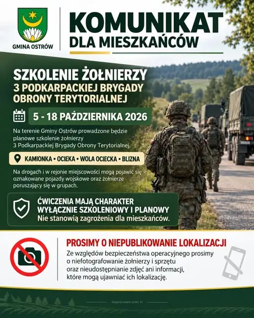 Szkolenie wojskowe w Gminie Ostrów potrwa do 18 października