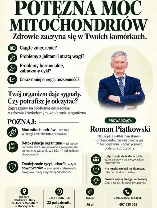 Ropczyce: spotkanie o mitochondriach z Romanem Piątkowskim już 23 października