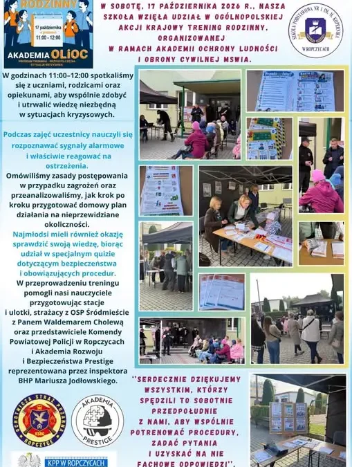 Ropczyce: Szkoła Podstawowa nr 1 trenowała procedury kryzysowe z uczniami i służbami
