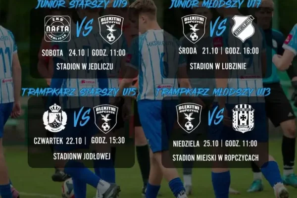 Młodzieżowe drużyny Błękitnych Ropczyce – harmonogram meczów 21–25 października